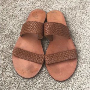 Frye “Ruth” Cognac Brown Leather Braided Sandals